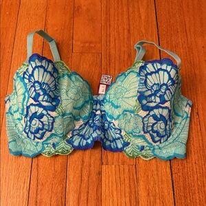 Adore Me Aqua and Royal Blue Lace Bra